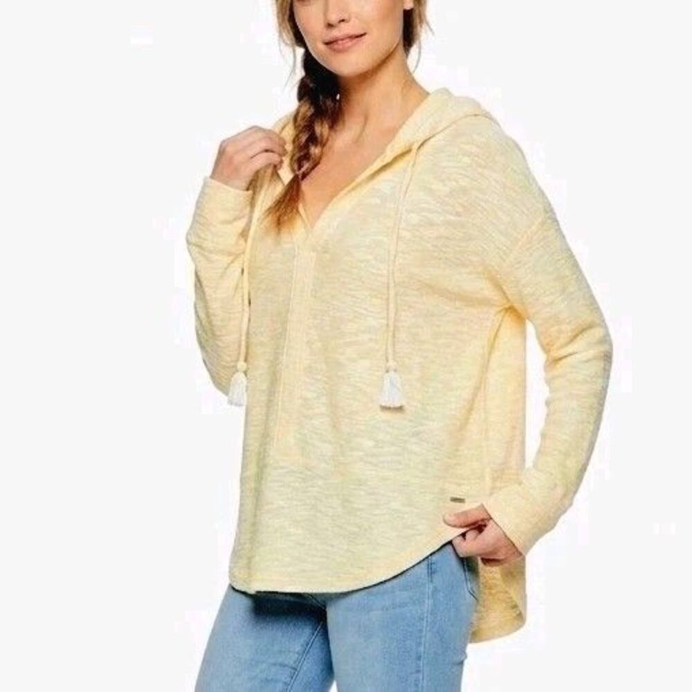 ROXY Hoodie Sweater Off-White/Cream V-Neck Sweatshirt Women XL Extra Large
